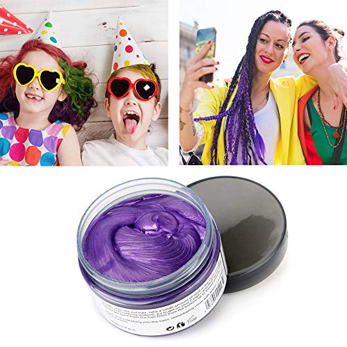 Purple Hair Color Wax, Natural Hairstyle Wax 4.23 oz, Temporary H...
