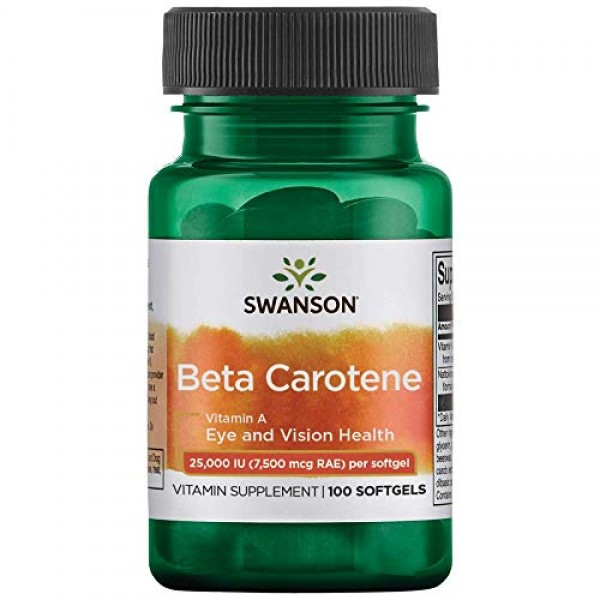 Swanson Beta-Carotene Vitamin A 25000 Iu 7500 mcg 100 Sgels