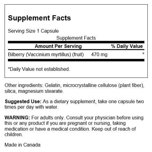 Swanson Bilberry Fruit 470 Milligrams 100 Capsules