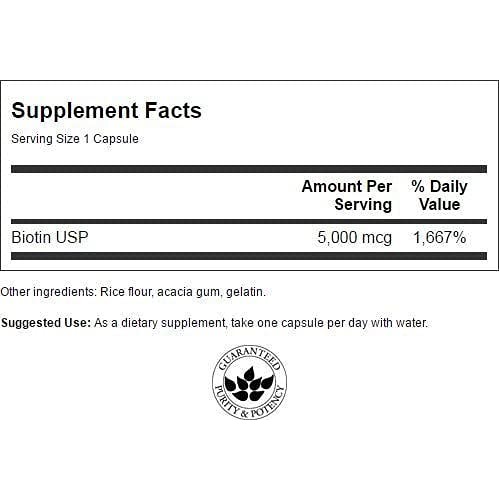 Swanson Biotin Vitamin B7 5000 mcg 100 Capsules