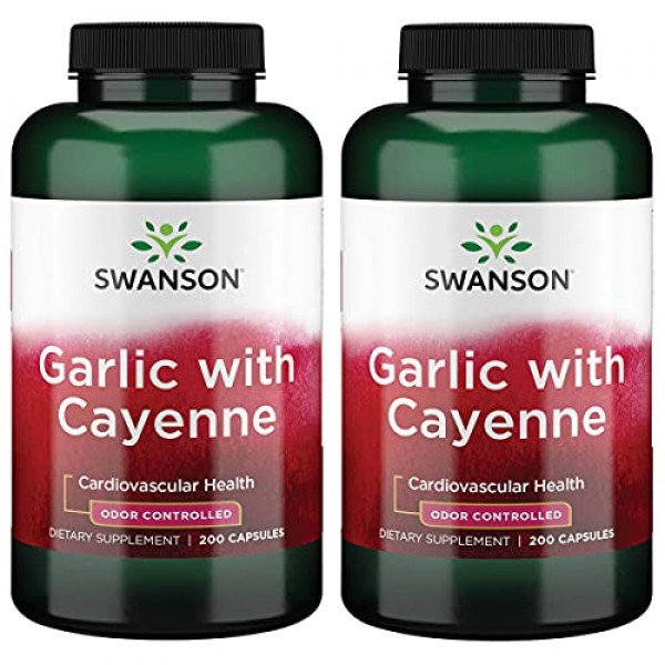 Swanson Garlic with Cayenne 200 Capsules 2 Pack