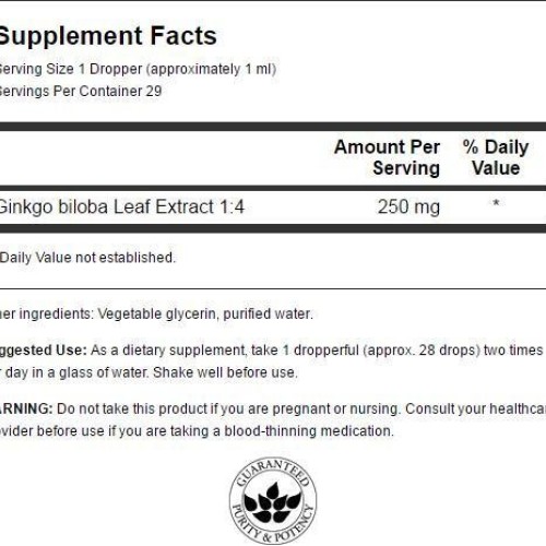 Swanson Ginkgo Biloba Liquid Extract Alcohol- & Sugar-Free 1 fl...