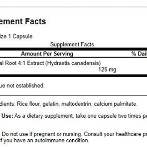 Swanson Goldenseal Root 125 Milligrams 100 Capsules
