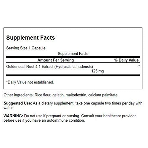 Swanson Goldenseal Root 125 Milligrams 100 Capsules