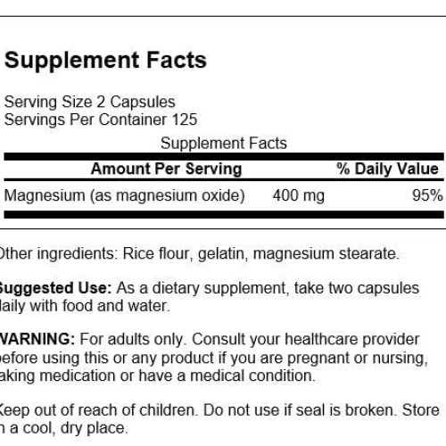 Swanson Magnesium 200 Milligrams 250 Capsules
