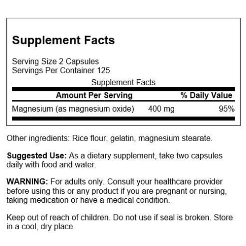 Swanson Magnesium 200 Milligrams 250 Capsules
