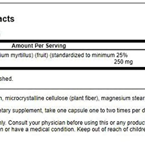 Swanson Maximum Strength Bilberry 250 Milligrams 60 Capsules