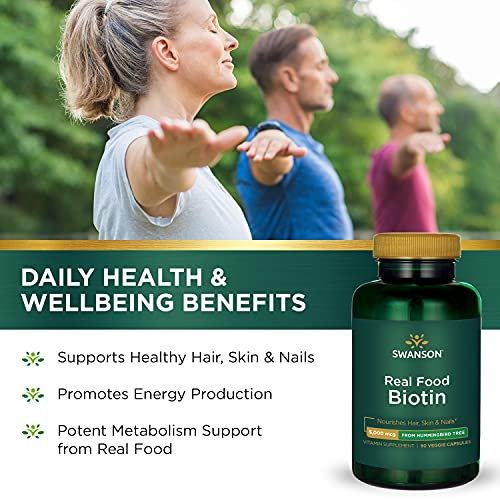 Swanson Real Food Biotin Vitamin B-7 Hair Skin Nail Metabolism He...