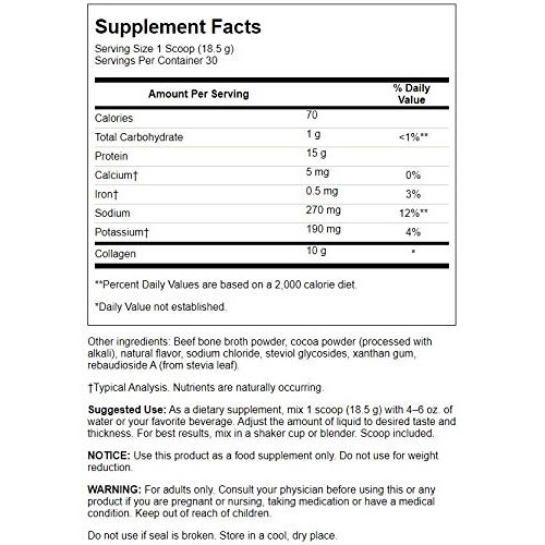 Swanson Real Food Bone Broth Collagen - Chocolate 19.5 oz Pwdr
