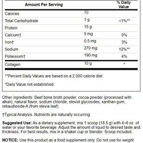 Swanson Real Food Bone Broth Collagen - Chocolate 19.5 oz Pwdr