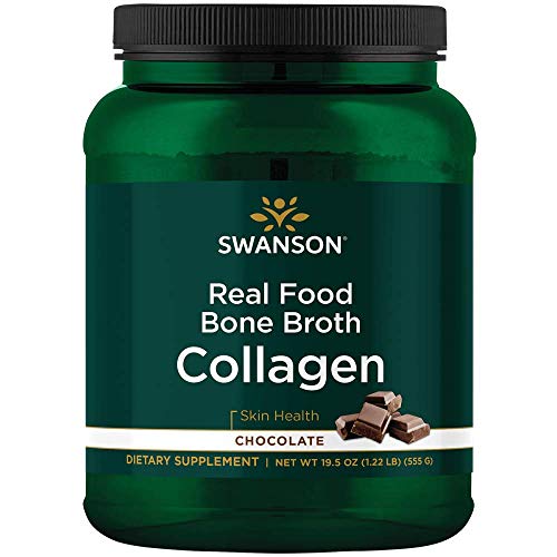 Swanson Real Food Bone Broth Collagen - Chocolate 19.5 oz Pwdr