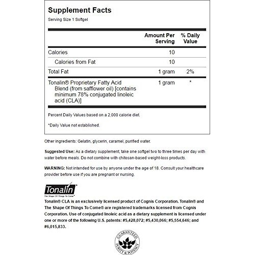 Swanson Tonalin Cla Safflower Oil Blend 1000 Milligrams 180 Sgels