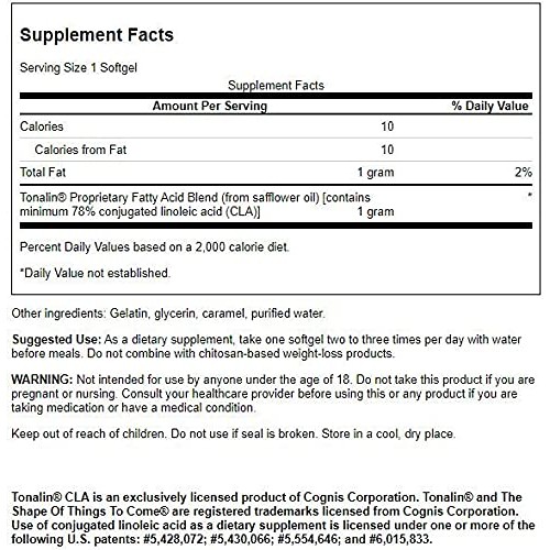 Swanson Tonalin Cla Safflower Oil Blend 1000 Milligrams 180 Sgels