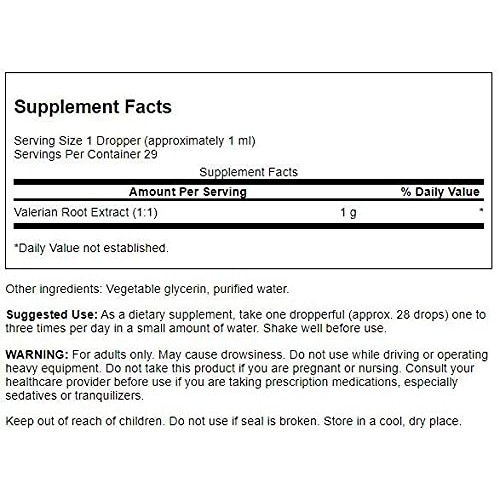 Swanson Valerian Root Liquid Extract Alcohol and Sugar-Free 1 f...