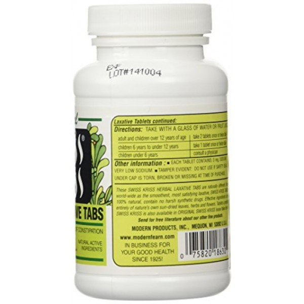Modern Natural Products Swiss Kriss Herbal Laxative - 250 Tablets...