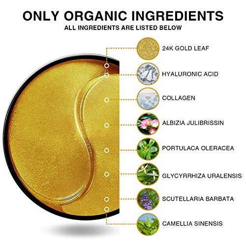 Under Eye Patches - 24k Gold Eye Masks for Dark Circles Puffiness...