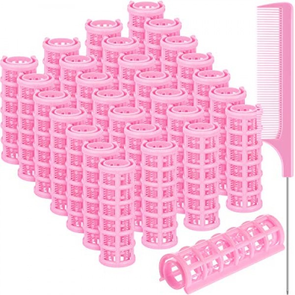 28 Pieces Snap on Hair Roller, 0.6 Inch/ 1.5 cm Small Size Plasti...