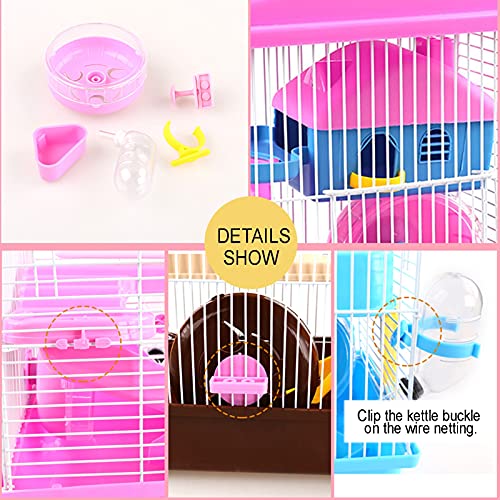 Folding Guinea Pig Cage, Two-Tier Hamster Cage with Accessories, ...