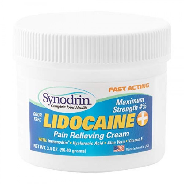 Synodrin Lidocaine Max Topical Joint Arthritis Pain Relief Cream ...