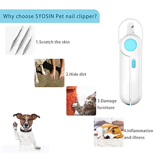 SYOSIN Dog Cat Nail Clippers and Trimmer,Pet Nail Clippers with L...