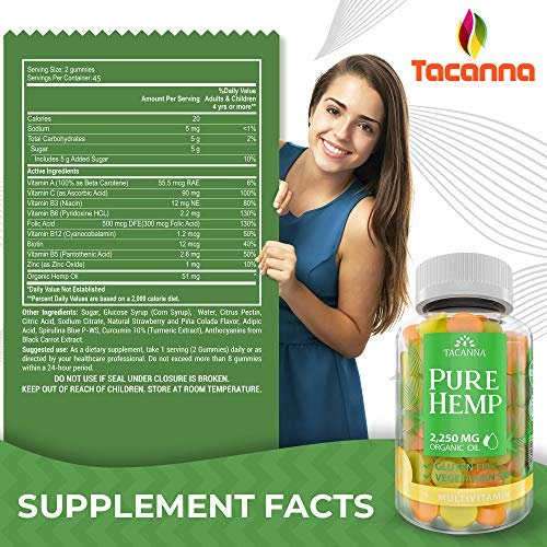 Tacanna Natural Hemp Gummies with Multivitamin Ultra Volume 4500M...