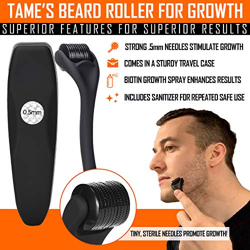 Tames Premium Beard Growth Kit - Titanium Derma Roller with Bear...