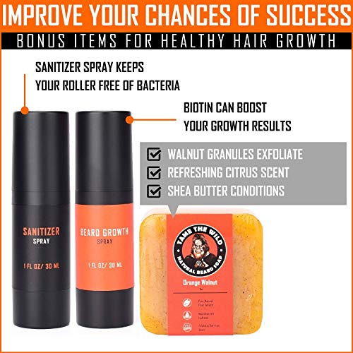 Tames Premium Beard Growth Kit - Titanium Derma Roller with Bear...