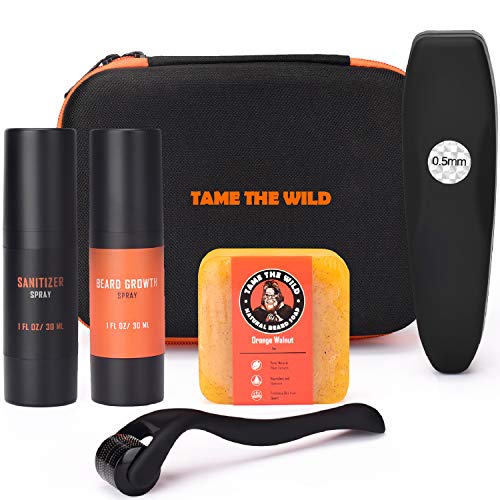 Tames Premium Beard Growth Kit - Titanium Derma Roller with Bear...