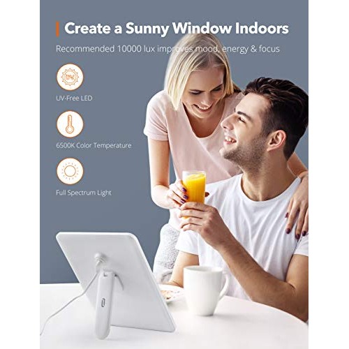 TaoTronics Light Therapy Lamp, Ultra-Thin UV-Free 10000 Lux Thera...