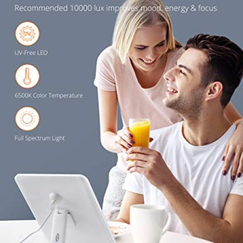 TaoTronics Light Therapy Lamp, Ultra-Thin UV-Free 10000 Lux Thera...