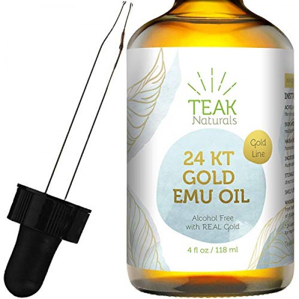 24K Gold Emu Oil by Teak Naturals, 24 K Gold Organic Australian E...