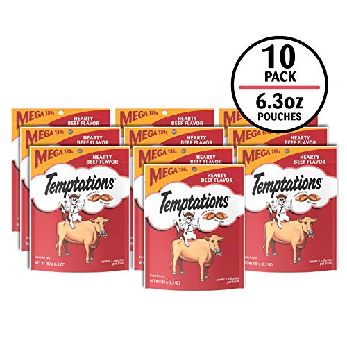 TEMPTATIONS Classic Crunchy and Soft Cat Treats Hearty Beef Flavo...