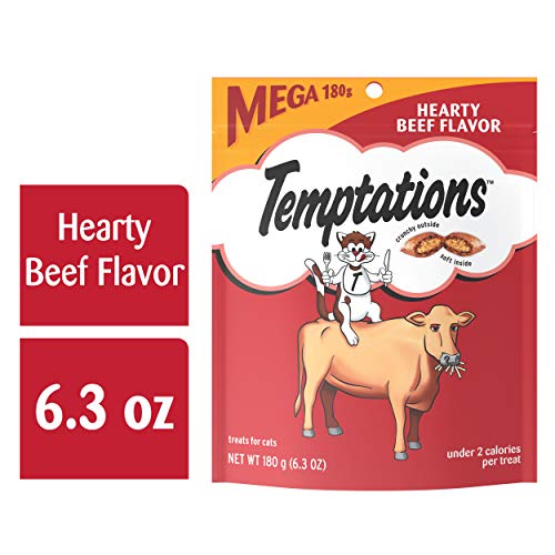 TEMPTATIONS Classic Crunchy and Soft Cat Treats Hearty Beef Flavo...