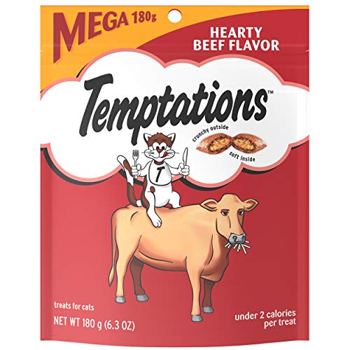 TEMPTATIONS Classic Crunchy and Soft Cat Treats Hearty Beef Flavo...