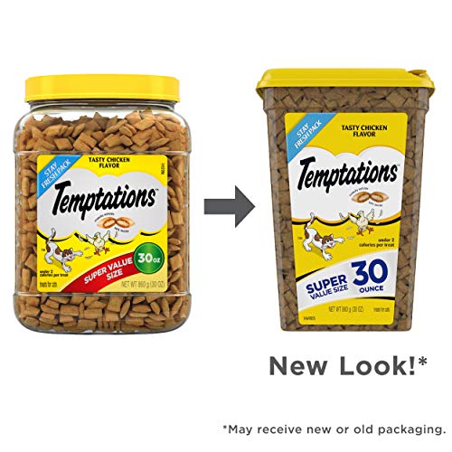 TEMPTATIONS Classic Crunchy and Soft Cat Treats Tasty Chicken Fla...
