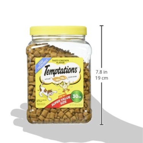 TEMPTATIONS Classic Crunchy and Soft Cat Treats Tasty Chicken Fla...