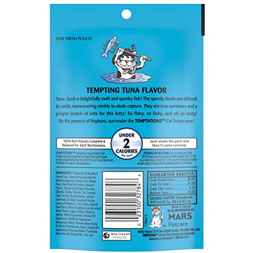 TEMPTATIONS Classic Crunchy and Soft Cat Treats Tempting Tuna Fla...