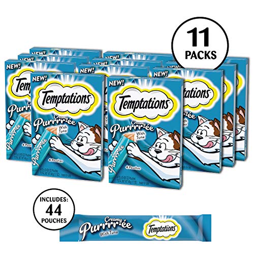 TEMPTATIONS Creamy Purrrr-ée with Tuna Cat Treats, 44 12g Pouches