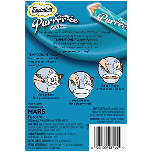TEMPTATIONS Creamy Purrrr-ée with Tuna Cat Treats, 44 12g Pouches