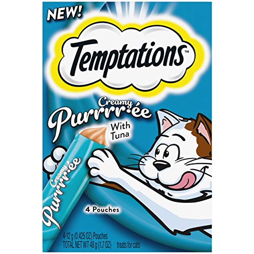 TEMPTATIONS Creamy Purrrr-ée with Tuna Cat Treats, 44 12g Pouches