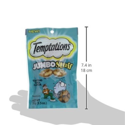 TEMPTATIONS Jumbo Stuff Crunchy and Soft Cat Treats Tempting Tuna...