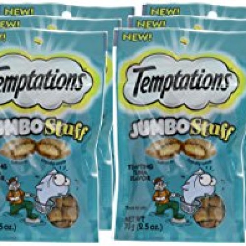 TEMPTATIONS Jumbo Stuff Crunchy and Soft Cat Treats Tempting Tuna...