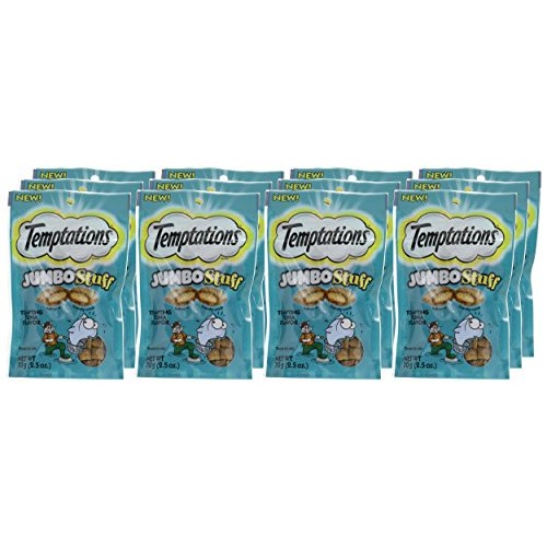 TEMPTATIONS Jumbo Stuff Crunchy and Soft Cat Treats Tempting Tuna...