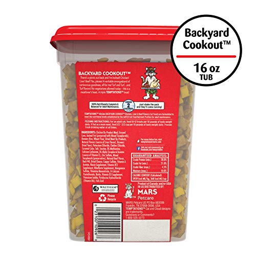 TEMPTATIONS MIXUPS Crunchy and Soft Cat Treats Backyard Cookout F...
