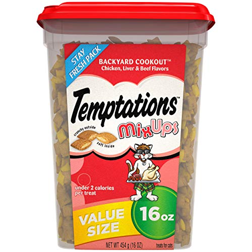 TEMPTATIONS MIXUPS Crunchy and Soft Cat Treats Backyard Cookout F...