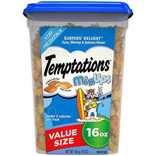 TEMPTATIONS MIXUPS Crunchy and Soft Cat Treats Surfers Delight F...