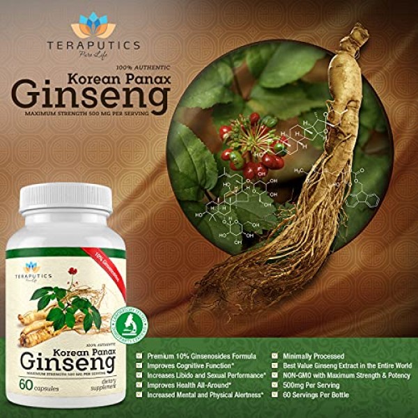 100% Authentic Korean Panax Ginseng Dietary Supplement | Capsules...