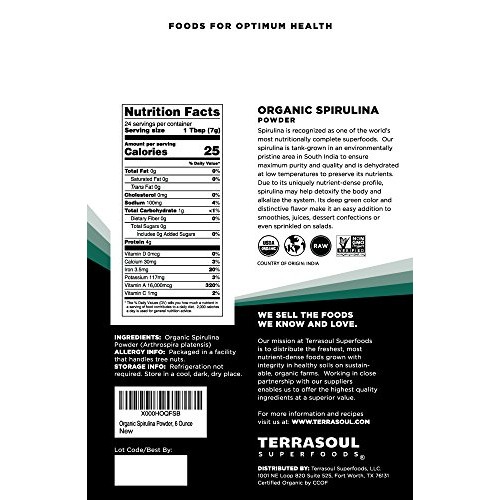 Terrasoul Superfoods Spirulina Powder Organic, 24 Ounces
