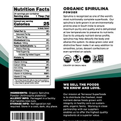 Terrasoul Superfoods Spirulina Powder Organic, 24 Ounces