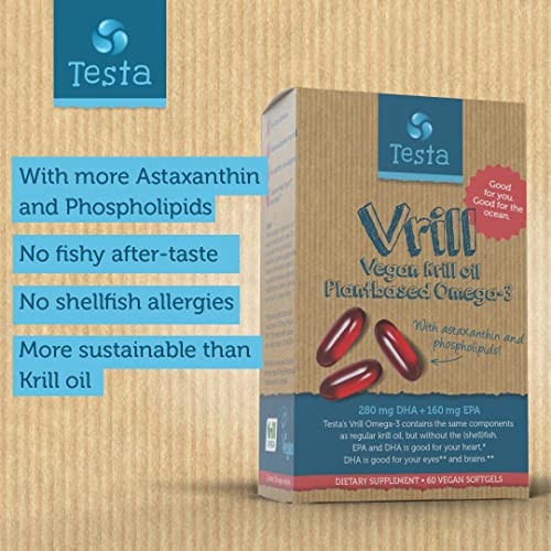Vegan Omega 3 Krill Supplement – DHA, EPA, Astaxanthin + Phosphol...